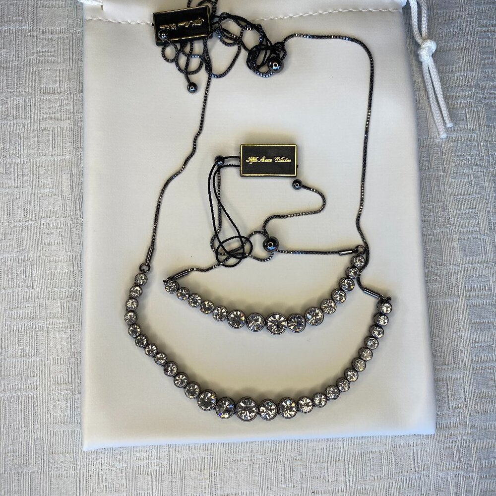 FAC Crystal Gunmetal Crystal Necklace & Bracelet Set